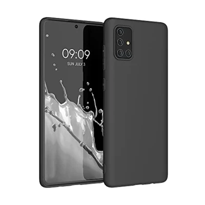 Abbildung von kwmobile Hülle kompatibel mit Samsung Galaxy A71 weiches TPU Silikon Case Cover geeignet für kabelloses Laden Schwarz matt