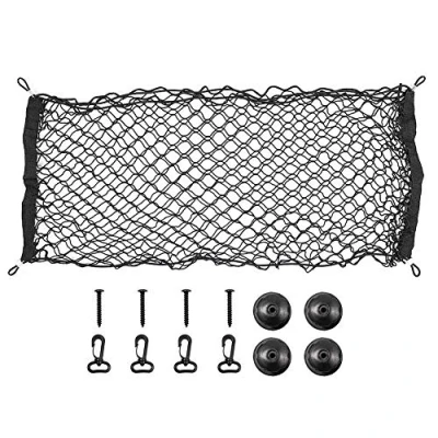Abbildung von ValueHall Kofferraumnetz 90 x 30cm Gepäcknetz Elastisch Kofferraum Aufbewahrung Netz Universal Auto mit 4 Haken Schutznetz für meisten Fahrzeugtypen V7075