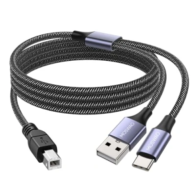 Abbildung von MOSWAG USB 2in1 1M Druckerkabel mit C zu MIDI Kabel Druckerkabel, B Kabel, Kompatibel Musikinstrument, Klavier, Keyboard, Mikrofon