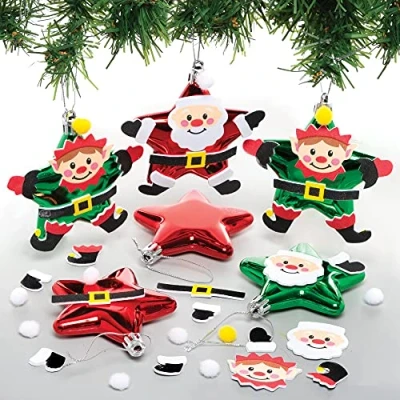 Abbildung von Baker Ross FE976 Weihnachtsstern Dekoration Bastelset Packung mit 6, Bastelt Eure Eigenen Weihnachtsdekorationen, Kugel Dekorationen für Kinder zum Basteln und Aufhängen
