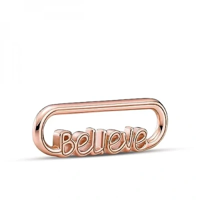 Abbildung von Pandora Me Styling Wort Link Believe mit 14 Karat rosévergoldeter Metalllegierung; nur kompatibel Armbändern