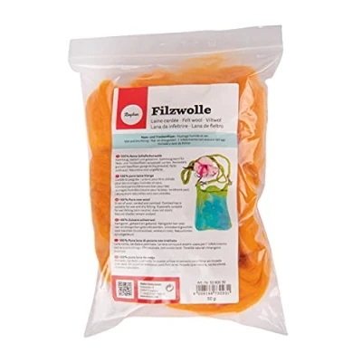 Abbildung von Rayher 5360030 Reine Schurwolle, Filzwolle, Kammzug, Beutel 50 g, mais, Märchenwolle
