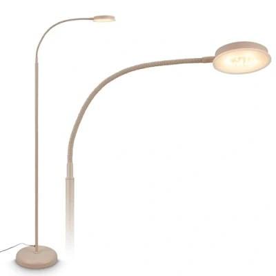 Abbildung von BRILONER Stehlampe mit Touch, dimmbar, schwenkbar, Memoryfunktion, Leselampe, Wohnzimmerlampe, Schlafzimmer Deko, Deckenfluter, Standleuchte, Stehleuchte, 125,5 x 21 45 cm, Beige