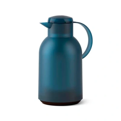 Abbildung von Emsa N40120 Samba Isolierkanne 1,5 Liter Quick Press Verschluss 12h heiß und 24h kalt Transluzent/Blau Grau