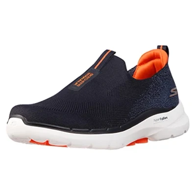 Abbildung von Skechers Herren Go Walk 6 Sneaker, Navy And Orange Textile, 46 EU