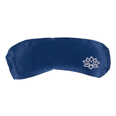 Abbildung von Bodhi Weiches Augenkissen mit Lavendel Leinsamen Füllung Augenmaske für Yoga, Entspannung &amp; Meditation Bezug aus Mako Satin oder Seide Wellness Zuhause (Mako Satin, dunkelblau)