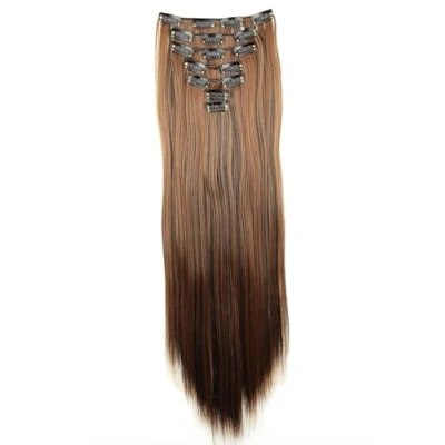 Abbildung von CAISHA XL 60cm 7 Teile Set CLIP IN EXTENSIONS Jenny Haarverdichtung Haarverlängerung Glatt Braun Mix CE15