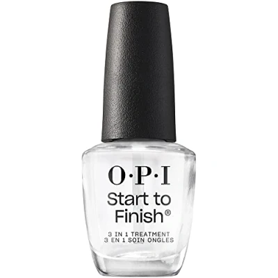 Abbildung von OPI Start to Finish 3 in 1 Nagelhärter, Base und Top Coat stärkt mit Vitamin A &amp; E schützt vor Verfärbung verlängert die Haltbarkeit von Nagellack vegane Formel