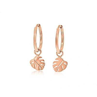 Abbildung von Nuoli® Ohrringe Monstera Blatt Gold (Durchmesser: 12mm) Creolen mit Anhänger Damen