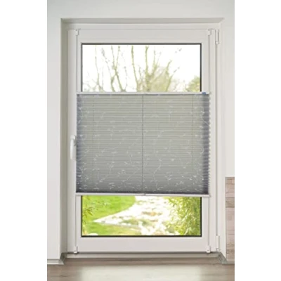 Abbildung von K home Klemmfix Plissee, Elba Bedruckt Grau, 55 x 210 cm (B L) Modern