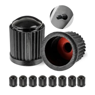 Abbildung von Ventilkappen aus Hartplastik, 10 Stück, in Schwarz, für Autoreifen mit Schrader Ventil, O Dichtung, Auto Ventil Kappen, Reifenventil Abdeckung KFZ, Luftventilkappe PKW, Car Valve Caps, Schutz