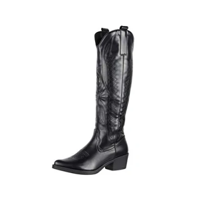 Abbildung von Elara Damen Stiefel Cowboy Boots Chunkyrayan F1225PU Schwarz 38