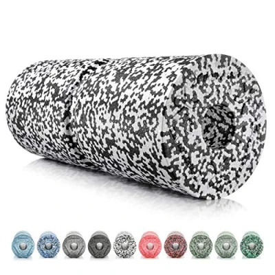 Abbildung von BODYMATE Faszienrolle Care Mittel Hart mit umlaufender Rille zu Wirbelsäulen Entlastung E Book Schwarz/Weiß 35x14cm