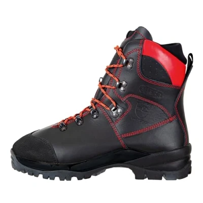 Abbildung von Oregon Waipoua Kettensägen Schnittschutzstiefel, Klasse 1, wasserabweisende Sicherheitsschuh für Damen und Herren, aus hochwertigem Leder, hitze kältebeständig Größe 47 (EU)