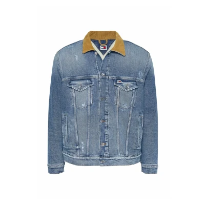 Abbildung von Tommy Jeans Jeansjacke »RYAN TEDDY RGLR TRCKR DH6138 EXT«, besticktes Markenlogo am Saum