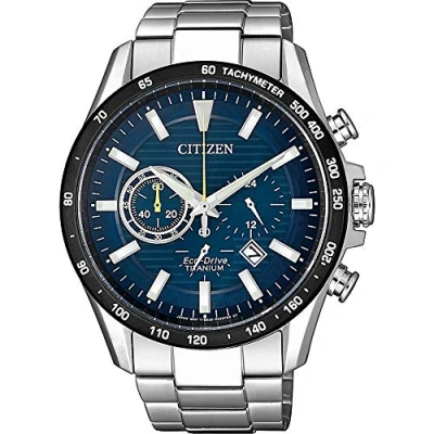 Abbildung von Citizen Herren Analog Eco Drive Uhr mit Super Titanium Armband CA4444 82L, Blau