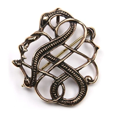 Abbildung von Drachensilber Drache Brosche Schmuck Bronze keltische Gewandnadel Drachen Fibel Mittelalter hochwertige Anstecknadel Männer Frauen Wikkinger