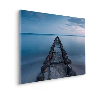 Abbildung von Komar Leinwandbild »Ostseebad Größe 90 x 60 cm«, Baum Blätter Natur Berge Blumen Foto Jahreszeiten Landschaft Meer Strand Palmen, (Packung, 1 St.), Keilrahmenbild mi Echtholzrahmen