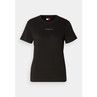 Abbildung von Tommy Jeans Linear TEE Tshirt basic, Damen, Größe: 32, Black
