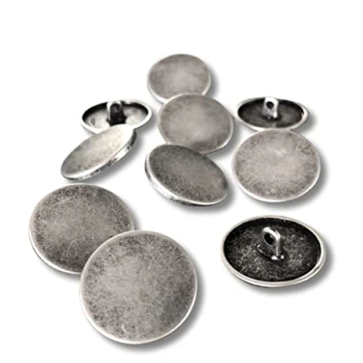 Abbildung von flache Metall Ösenknöpfe silber farben matt 10mm, 15mm, 18mm, 20mm, 22mm oder 25mm (10 Stück) (15mm)