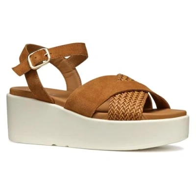 Abbildung von Geox Plateausandalette, Damen, Größe: 38, Cognac Schuhe