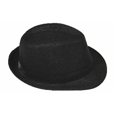 Abbildung von Strohhut Panama Fedora Trilby Gangster Hut Sonnenhut mit Stoffband Farbe: Schwarz (Strohhut) Gr: 58