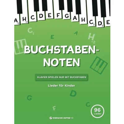 Abbildung von Buchstaben Noten: Lieder für Kinder + Video: Klavier spielen nur mit Buchstaben.