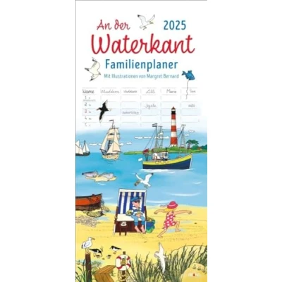 Abbildung von An der Waterkant Familienplaner 2025 Margret Bernard: Familienkalender mit 5 Spalten. Liebevoll illustrierter Familien Wandkalender Schulferien. ... und Ostsee Fans. (Familienplaner Eiland)