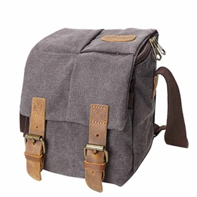 Abbildung von Neuleben Wasserdicht Klein Kameratasche SLR Tasche Vintage Fototasche aus Canvas Unisex für Spiegelreflexkameras (Grau)