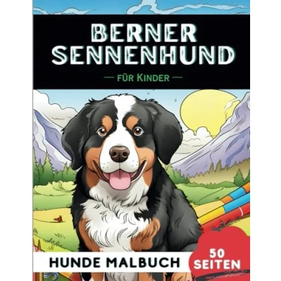 Abbildung von Berner Sennenhund Malbuch für Kinder: 50 kreative, lustige und einfache Hunde Malvorlagen Jungen Mädchen, das perfekte Geschenk Kinder (Lustige Hunderassen Malbücher Kinder)
