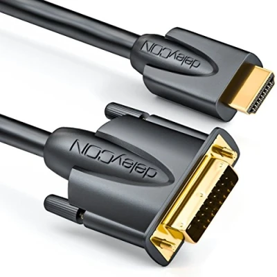 Abbildung von deleyCON 1,5m HDMI zu DVI Kabel Stecker 24+1 1080p FULL HD HDTV 1920x1080 vergoldete Kontakte TV Beamer PC Schwarz