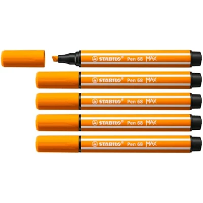 Abbildung von Premium Filzstift mit dicker Keilspitze STABILO Pen 68 MAX 5er Pack orange