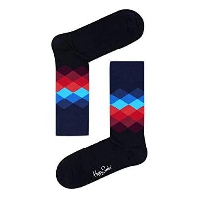 Abbildung von Happy Socks Damen Faded Diamond, (Multi Dunkel Blau 069), One Size (Herstellergröße: 36 40)