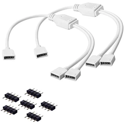 Abbildung von COOLWEST 2 Pack Led Streifen Splitter Kabel 4Pin Verteiler für SMD 5050 3528 2835 RGB Strip Verlängerungskabel, y 30cm Anschlusskabe mit Stecker