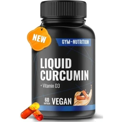 Abbildung von Curcumin Curcuma (Kurkuma) NovaSol® 60 Kapseln mit 185x Verbesserter Bioverfügbarkeit Vitamin D3 (200 IU) Hochdosiert Liquid Kurkuma aus Deutschland