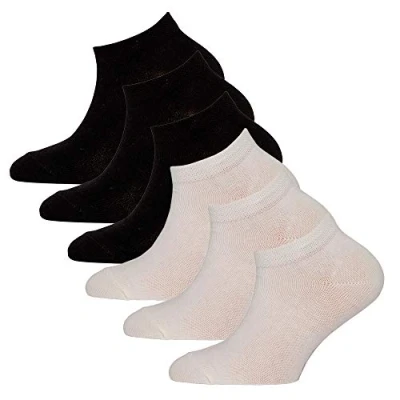 Abbildung von EWERS 6er Pack Uni Sneaker, Basic Socken für Mädchen und Jungen, Baumwolle, MADE IN EUROPE, Mädchensocken Jungensocken Kindersocken, Größe 23 26, schwarz/weiß