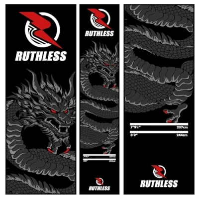 Abbildung von RUTHLESS Dartmatte strapazierfähige, rutschfeste und langlebige Teppich für den Boden, Schwarz (Drachen)