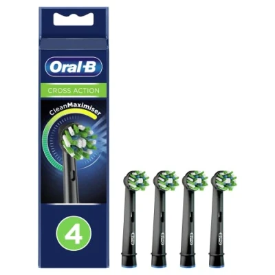 Abbildung von Oral B CrossAction Bürstenkopfen, 4 Stück, Original Reinigungspatronen, mit CleanMaximiser Technologie, Schwarz