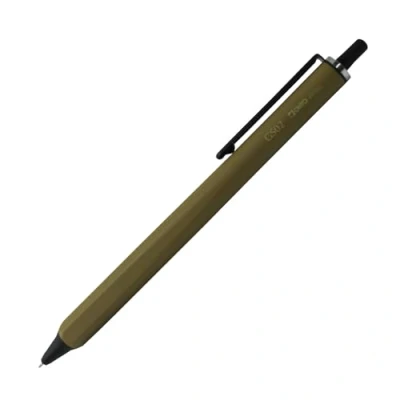 Abbildung von OHTO GS02 Gelschreiber, einziehbare Nadelspitze, 0,5 mm feine Spitze, khakifarbener Schaft, ultra schnell trocknender schwarzer Ganzmetall Hybridkörper für ausgewogenes, glattes