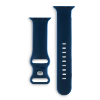 Abbildung von Hama Armband für Apple Watch 38/40/41mm (passend 9/8/SE/7/6/5/4/3/2/1, Schnellwechselarmband, Silikon Look, Quick Change, flexibles Wechselarmband) Blau