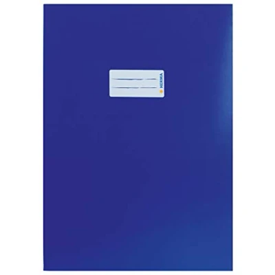Abbildung von HERMA 19751 Heftumschläge A4 Karton Blau, 10 Stück, Hefthüllen mit Beschriftungsfeld aus stabilem &amp; extra starkem Papier, Heftschoner Set für Schulhefte, farbig