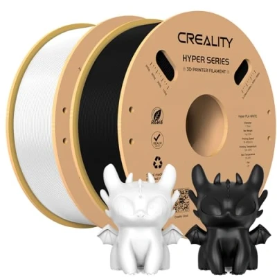 Abbildung von Creality Official Hyper PLA Filament Schwarz+Weiß 2KG, 3D Drucker für Hochgeschwindigkeitsdruck, langlebig und widerstandsfähig, glatt, Überhang Leistung Maßgenauigkeit +/ 0.03mm, 2 Rollen