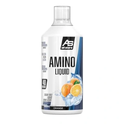 Abbildung von All Stars Amino Liquid 1000 ml Orange I Aminosäuren flüssig &amp; hochdosiert Drink mit BCAA + Glutamin L Arginin Sirup zum Mischen Wasser flüssiges Supplement zuckerfrei