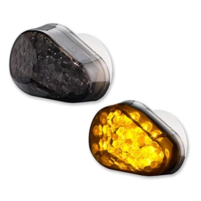 Abbildung von Germany Motorsports LED Motorrad Verkleidungsblinker Mini Blinker für Verkleidung e geprüft smoke rauchgrau getönt 12V (Passend Kawasaki Modelle)