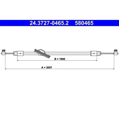 Abbildung von ATE 24.3727 0465.2 Handbremsseil 2057 MERCEDES BENZ: C Class T modell