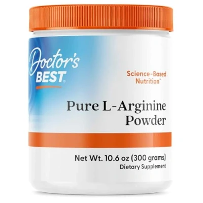 Abbildung von Doctor&#039;s Best, Pure L Arginine Powder, 300g veganes Pulver, hochdosiert, Aminosäure, Laborgeprüft, Glutenfrei, Sojafrei, Vegetarisch, ohne Gentechnik, Arginin