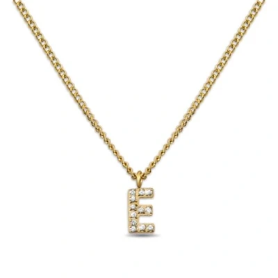 Abbildung von GD GOOD.designs Kette Buchstabe E Gold für Damen I 18K vergoldete Halskette mit Zirkonia Initialien Goldene Edelstahl Buchstabenkette (Buchstabe E)