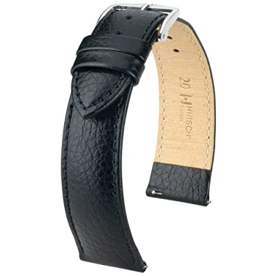 Abbildung von HIRSCH Uhren Armband Kansas L Uhr Band aus widerstandsfähigem Kalbs Leder mit Büffel Prägung Grün 18 mm