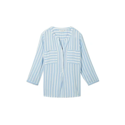 Abbildung von TOM Tailor Striped Bluse, Damen, Größe: 46, Offwhite blue vertical stripe