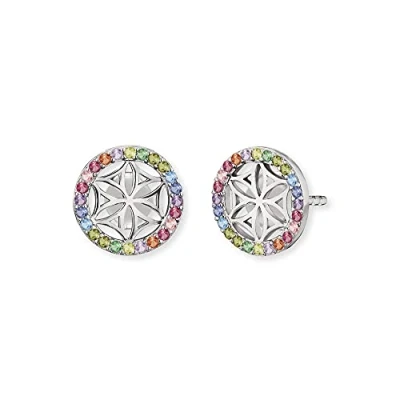 Abbildung von Engelsrufer Damen Ohrstecker Lebensblume aus Sterling Silber, multicolor Zirkonia Steine, Steckverschluss, nickelfrei
